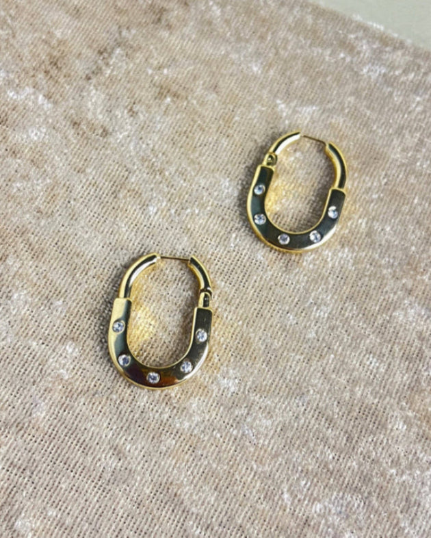 Minimalist Gem Buckle Hoops