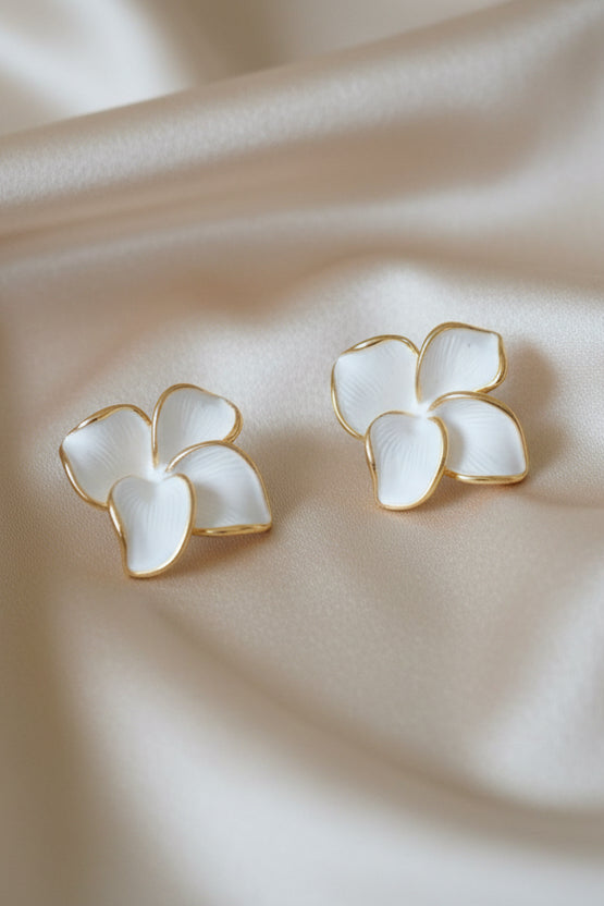 Flora White Statement Earring