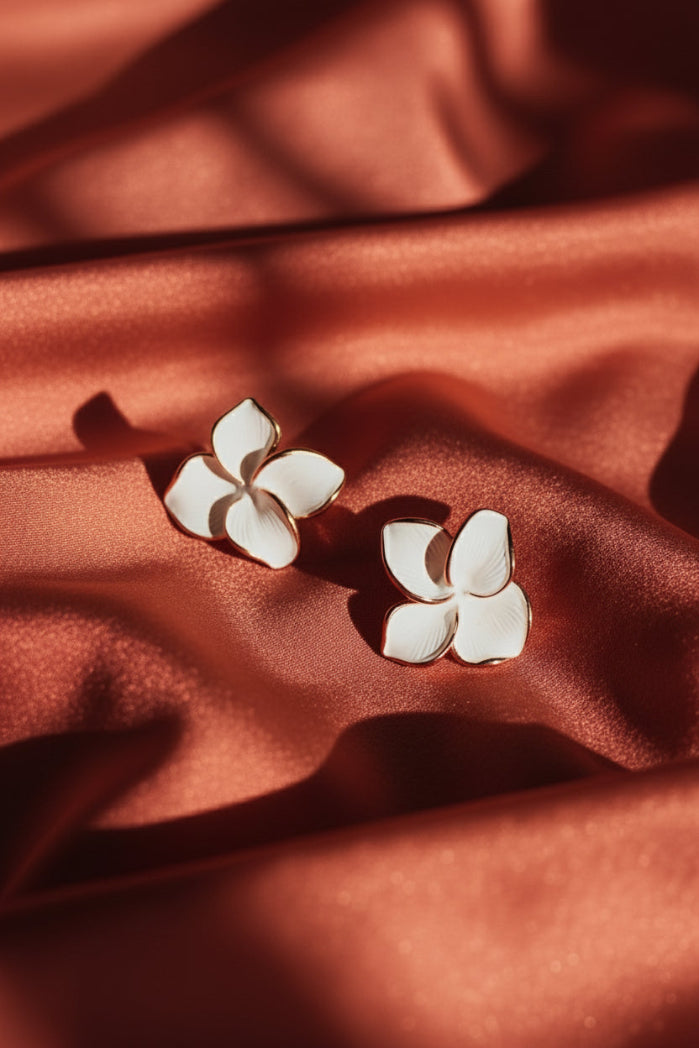 Flora White Statement Earring
