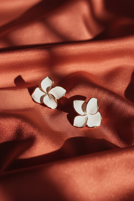 Flora White Statement Earring