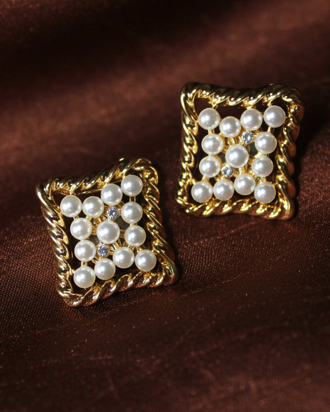Square Pearl Studs
