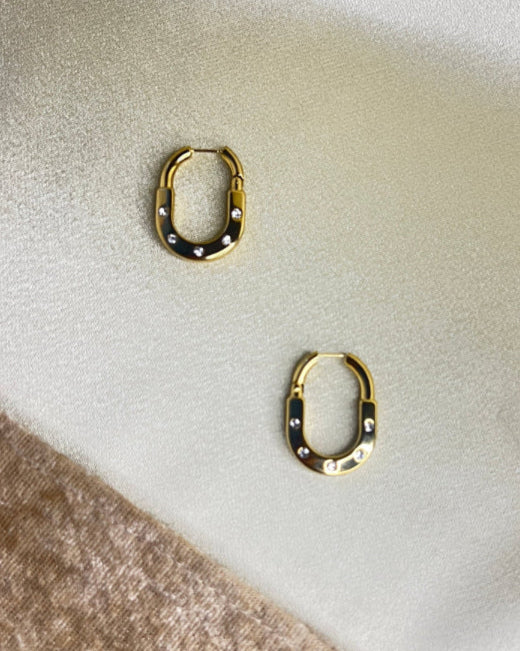 Minimalist Gem Buckle Hoops
